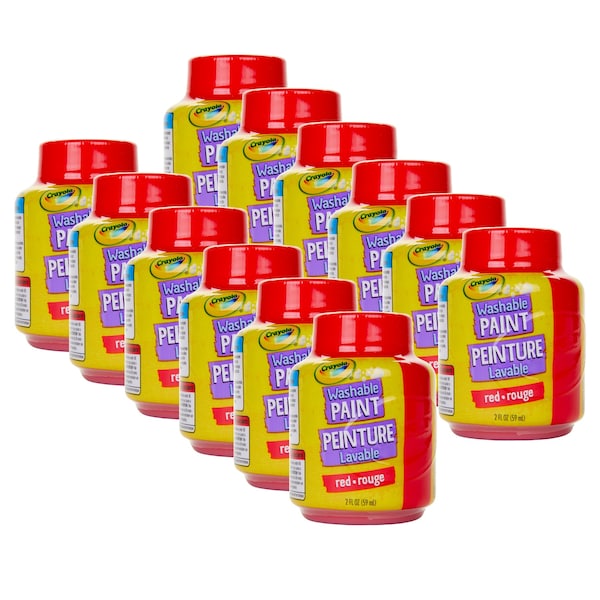 Washable Paint, 2oz, Red, 12PK
